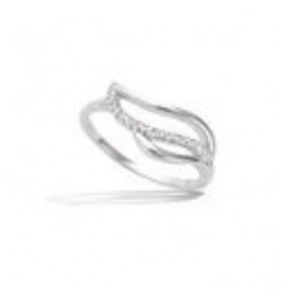 T58 BAGUE ARGENT RHODIE FEUILLAGE AJOURE OXYDES BLANCS