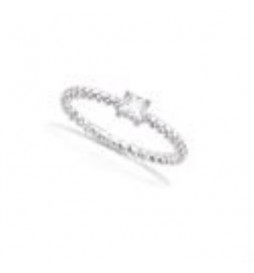 T56 BAGUE ARGENT RHODIE SOLITAIRE FORME CARREE OXYDE BLANC
