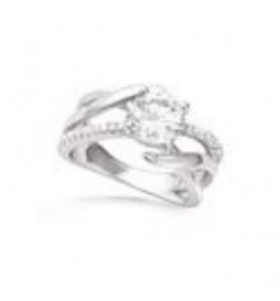 T52 BAGUE ARGENT RHODIE SOLITAIRE TORSADE OXYDE BLANC