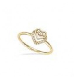 T58 BAGUE PLAQUE OR DUO C?UR OXYDES BLANCS