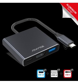 HUB ALU 3 EN 1 XPAND SMART ADVANCE USB-C VERS USB 3.0 / USB-C / HDMI