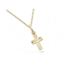 PENDENTIF EN PLAQUE OR CROIX LISSE DIAMANTEE